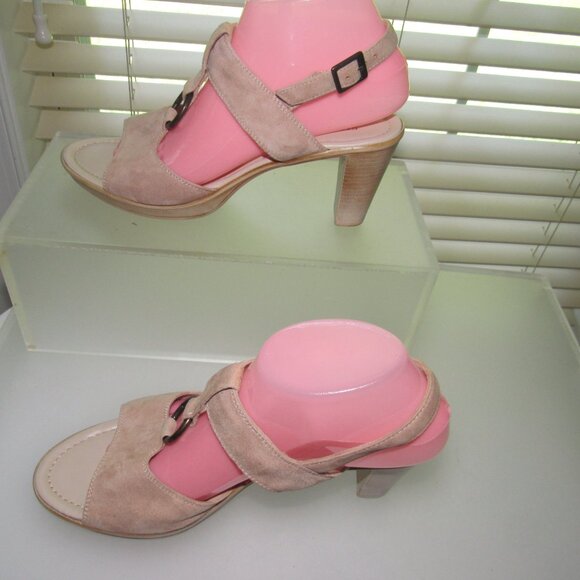 Sundance Natural Suede T‑Strap Block Heel Sandals • Italy • Size 39 (US 8.5 - 9) - Picture 4 of 9